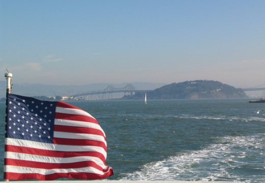 3099 - Bay Bridge, and the Stars and Stripes