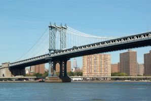 Manhattan Bridge, with the Empire State Building in the back