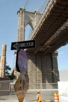Road work under the Brooklyn Bridge