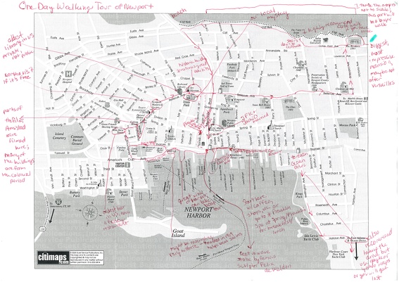 Mary's map for the walking tour