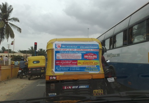 Proselytisme évangélique sur un rickshaw