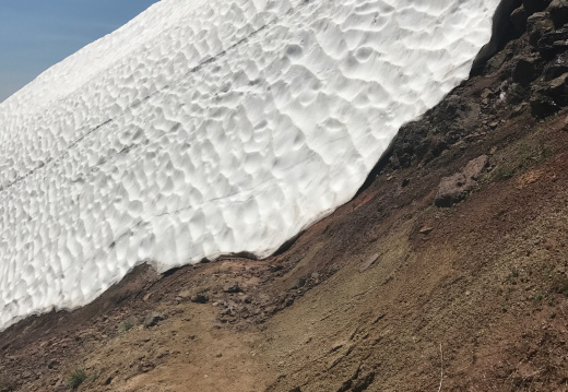 Snow wall blocking the Pacific Coast Trail