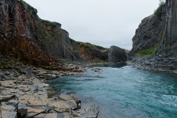 Stuðlagil basalt column canyon